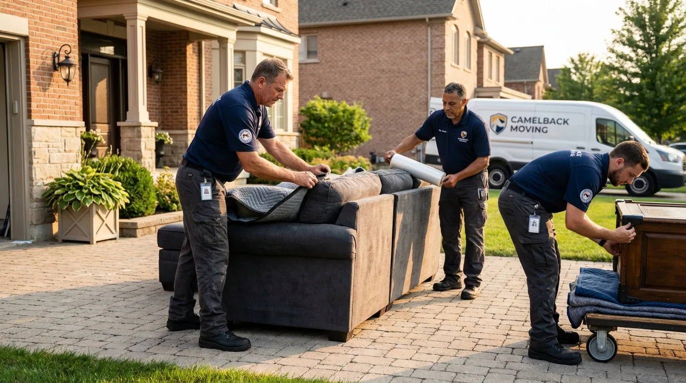 Large estate moving crew wrapping furniture in Hawley, MN