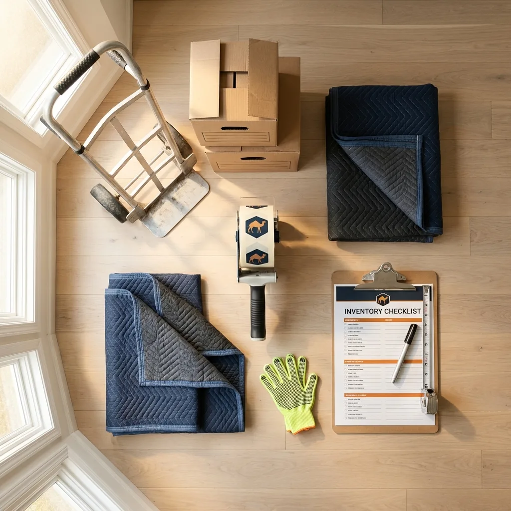 Professional moving supplies and packing materials layout for Hawley residential relocations